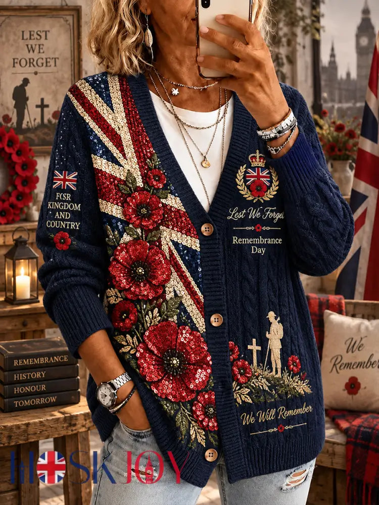 Women’s Remembrance Day Print Knit Cardigan - A / S