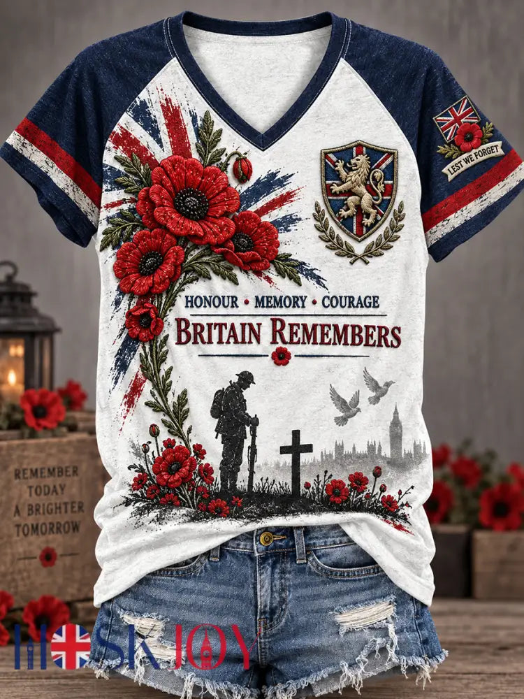 Women’s Remembrance Day Print Raglan Short-Sleeve T-Shirt - A / S