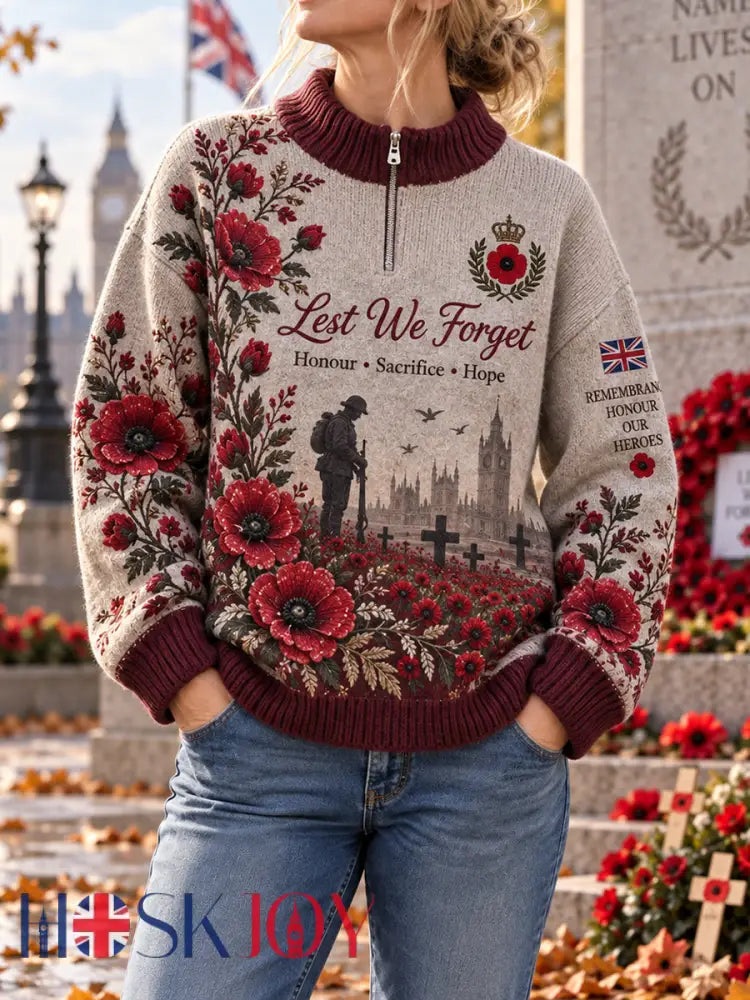 Women’s Remembrance Day Print Turtleneck Long-Sleeve Sweatshirt - A / S