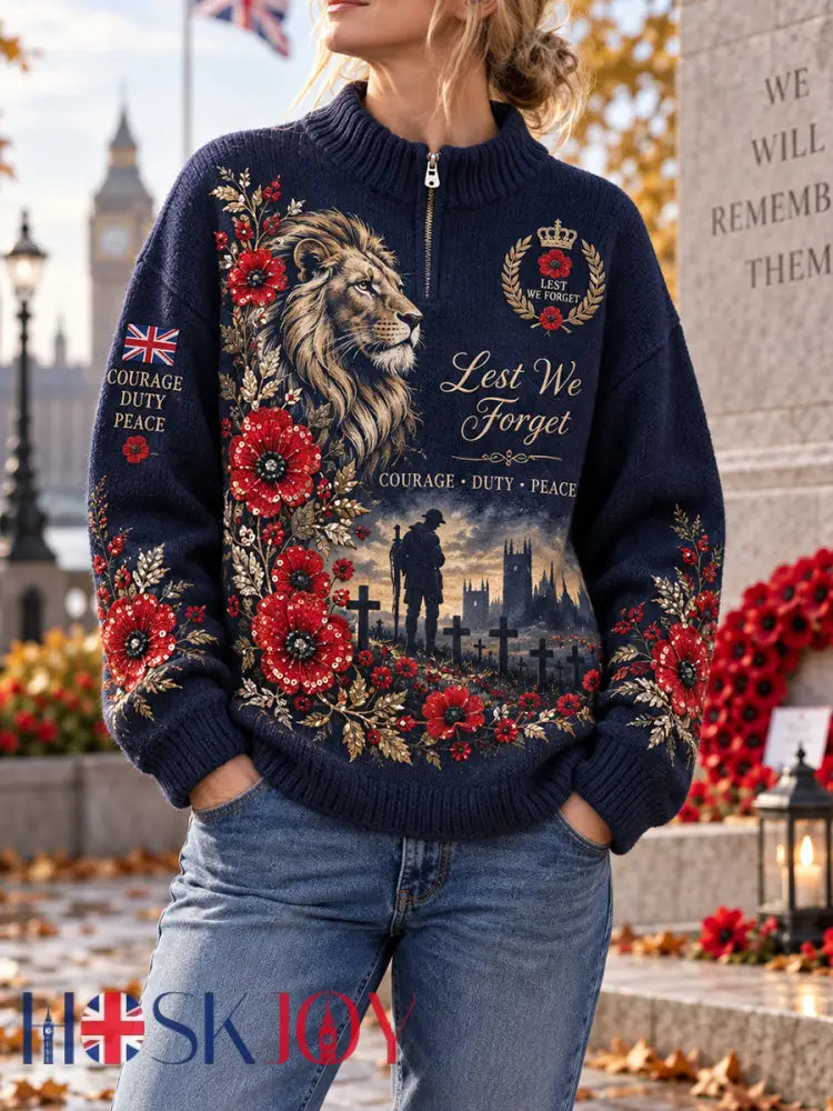 Women’s Remembrance Day Print Turtleneck Long-Sleeve Sweatshirt - A / S