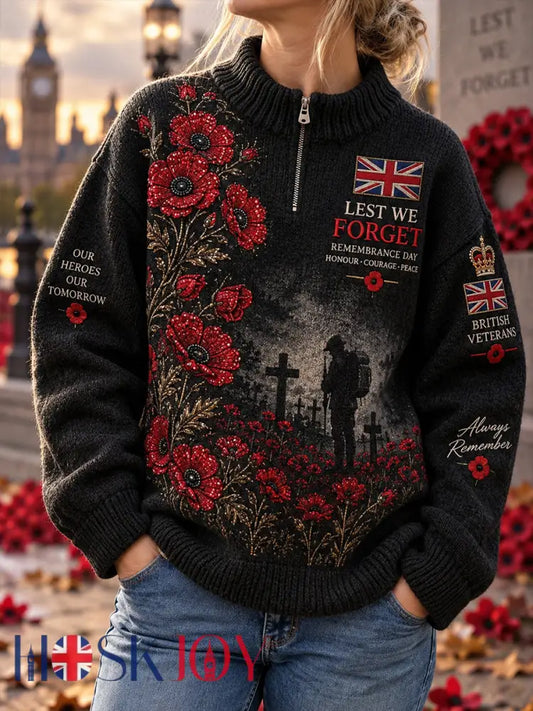 Women’s Remembrance Day Print Turtleneck Long-Sleeve Sweatshirt - A / S