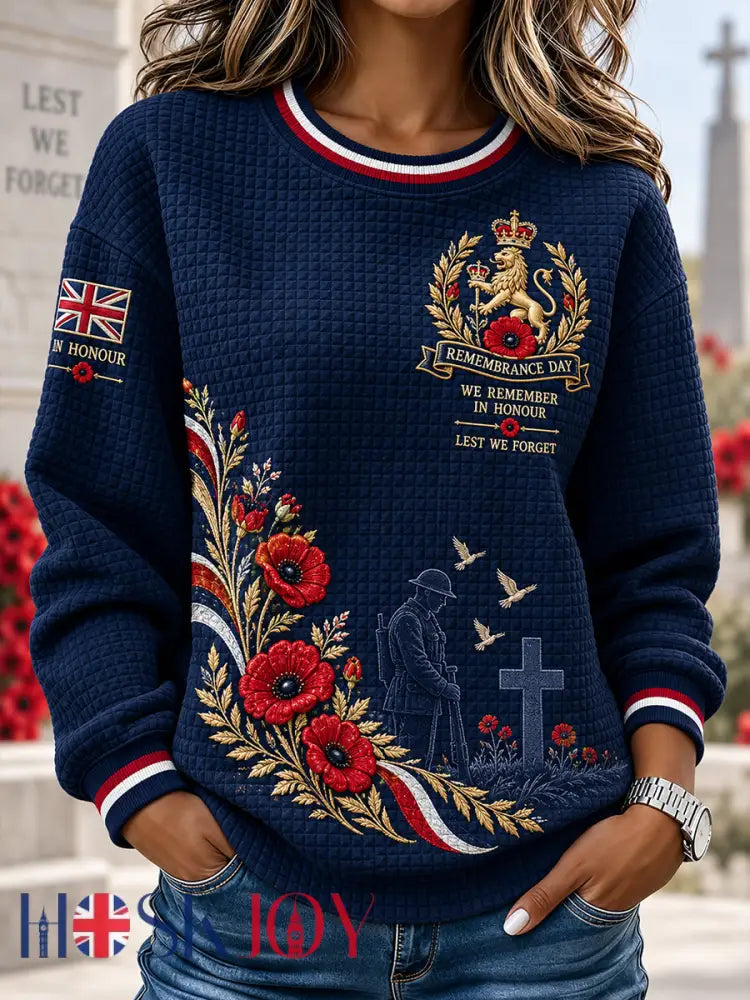 Women’s Remembrance Day Print Waffle-Knit Long-Sleeve Top - A / S