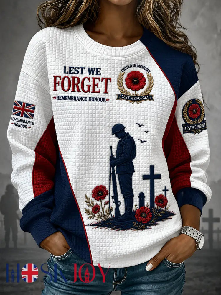 Women’s Remembrance Day Print Waffle-Knit Long-Sleeve Top - A / S