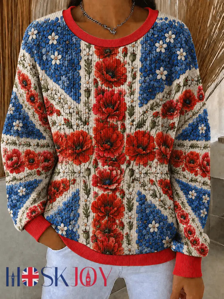 Women’s Remembrance Day Ribbed Round-Neck Sweatshirt - As picture / S