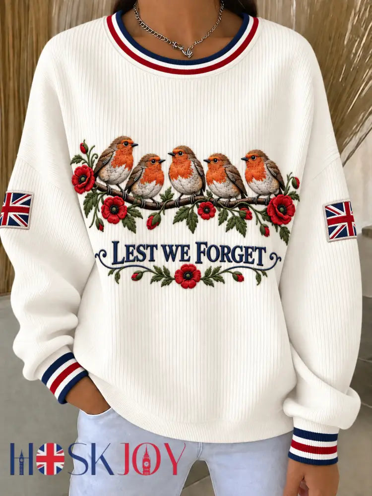 Women’s Remembrance Day Ribbed Round-Neck Sweatshirt - Creamy-White / S