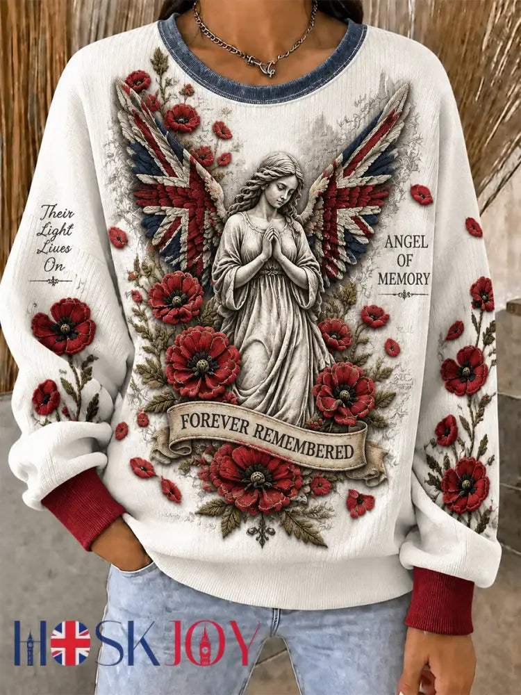 Women’s Remembrance Day Ribbed Round-Neck Sweatshirt - White / S
