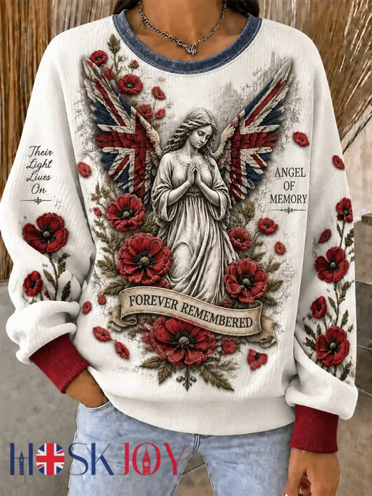 Women’s Remembrance Day Ribbed Round-Neck Sweatshirt - White / S