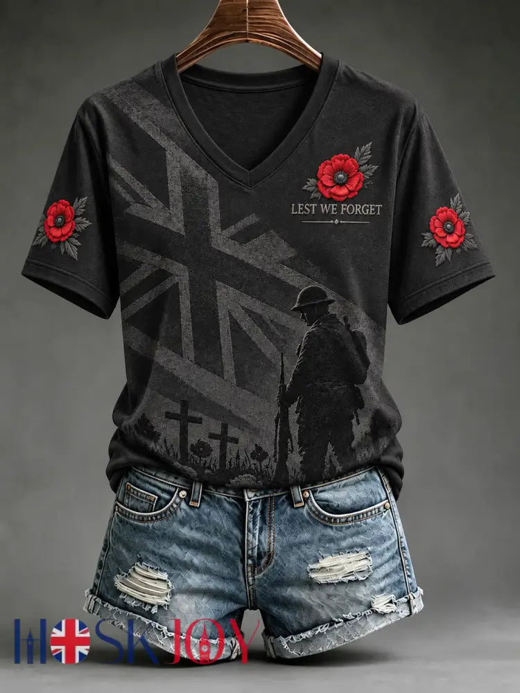 Women’s Remembrance Day Short-sleeved T-shirt - Black / S