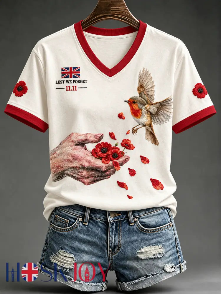 Women’s Remembrance Day Short-sleeved T-shirt - Creamy-White / S