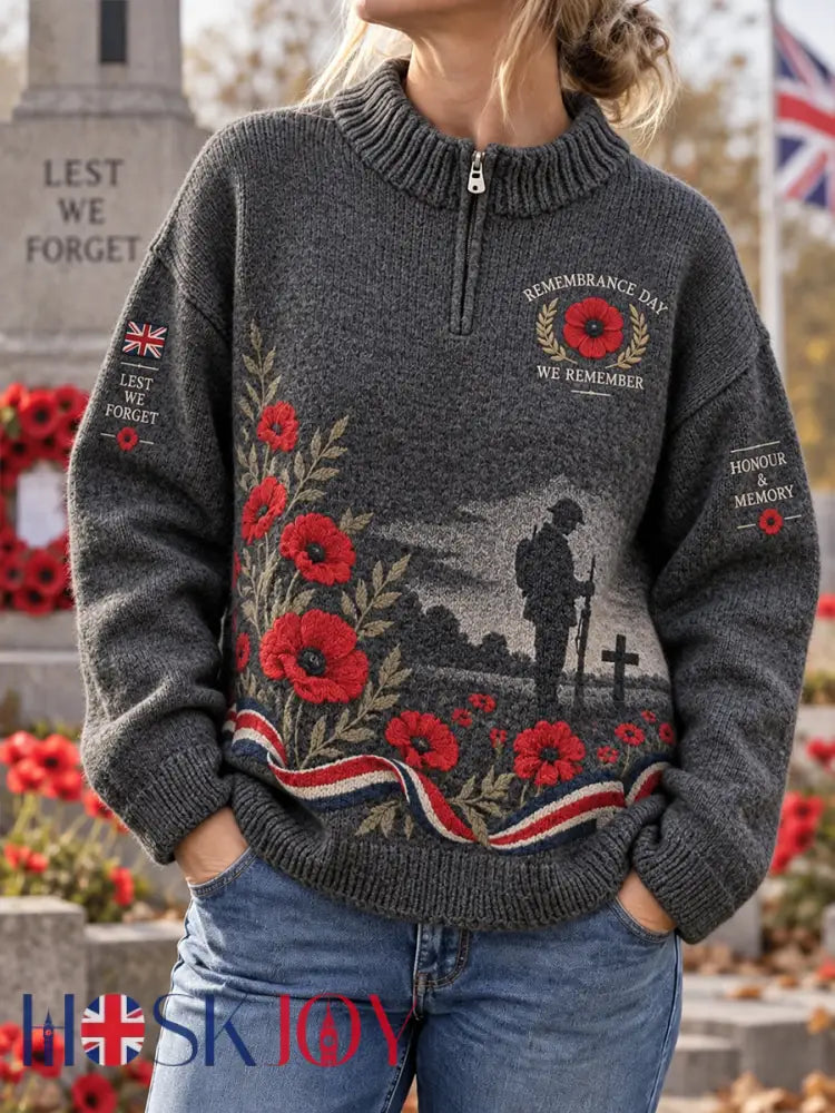 Women’s Remembrance Day Veteran Commemorative Print Turtleneck Sweatshirt - A / S