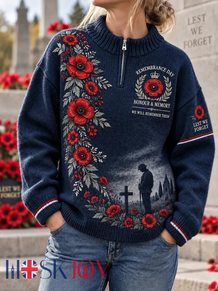 Women’s Remembrance Day Veteran Commemorative Print Turtleneck Sweatshirt - A / S