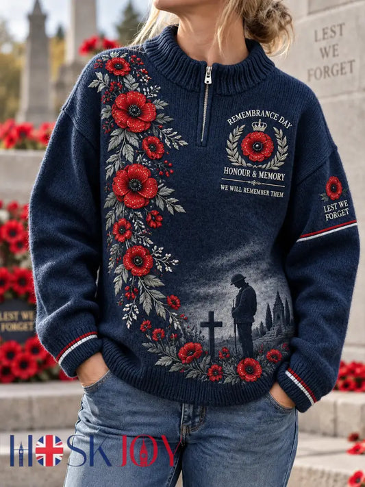 Women’s Remembrance Day Veteran Commemorative Print Turtleneck Sweatshirt - A / S