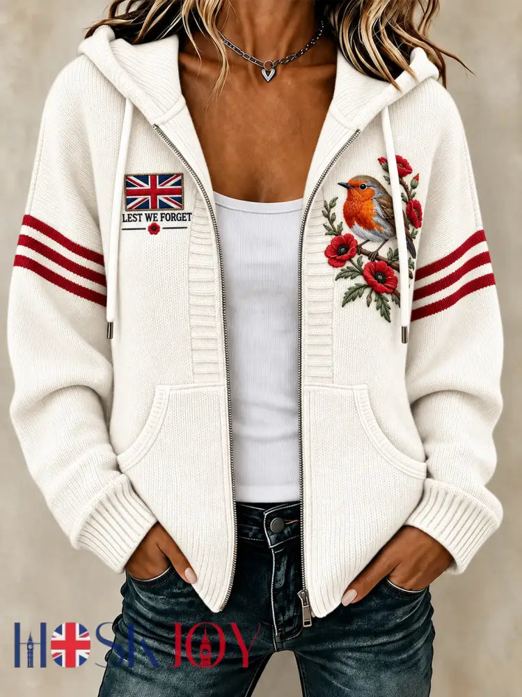 Women’s Remembrance Day Woolen Cardigan Coat - Creamy-White / S