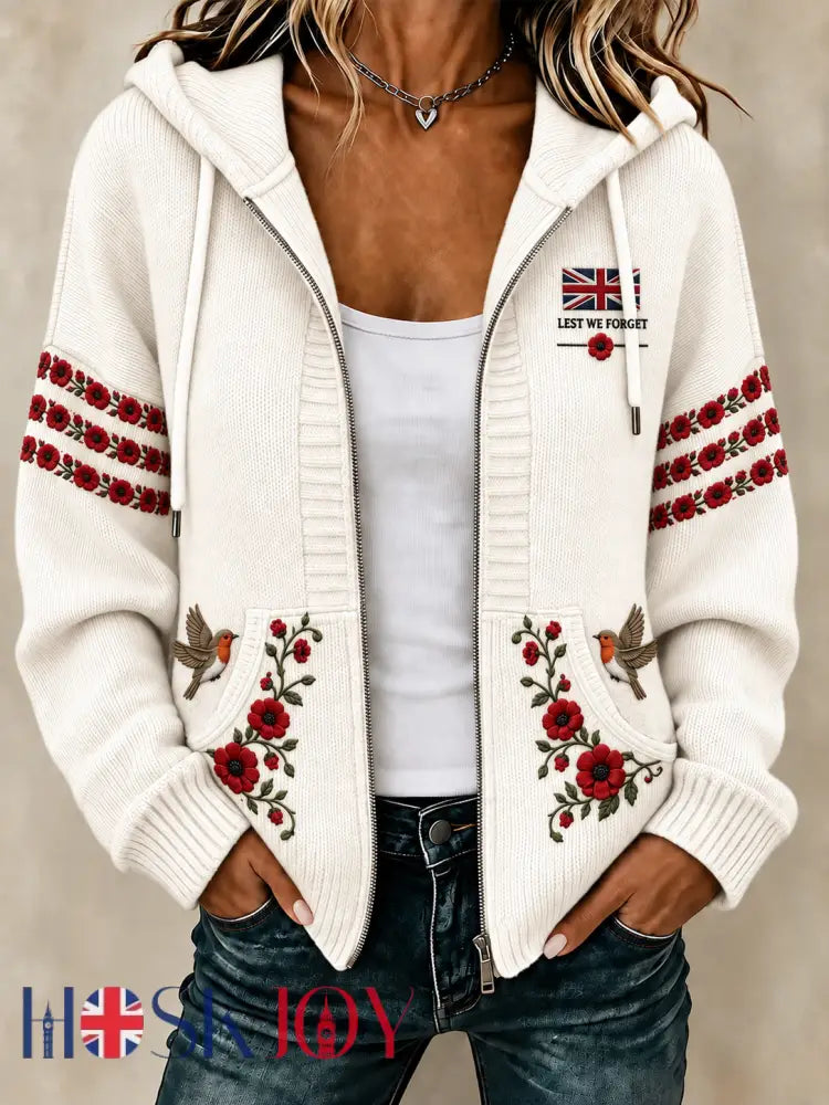 Women’s Remembrance Day Woolen Cardigan Coat - Creamy-White / S