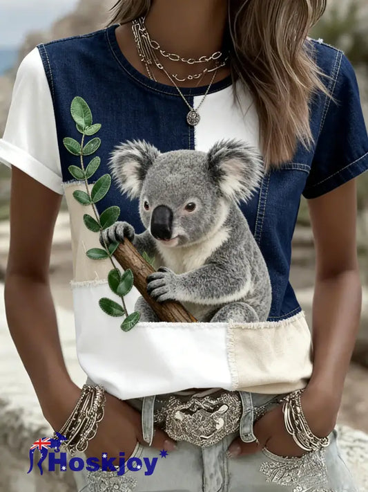 Women’s Retro Australian Koala Art Short-Sleeve T-Shirt White / S
