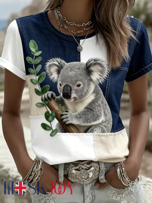 Women’s Retro Australian Koala Art Short-Sleeve T-Shirt White / S