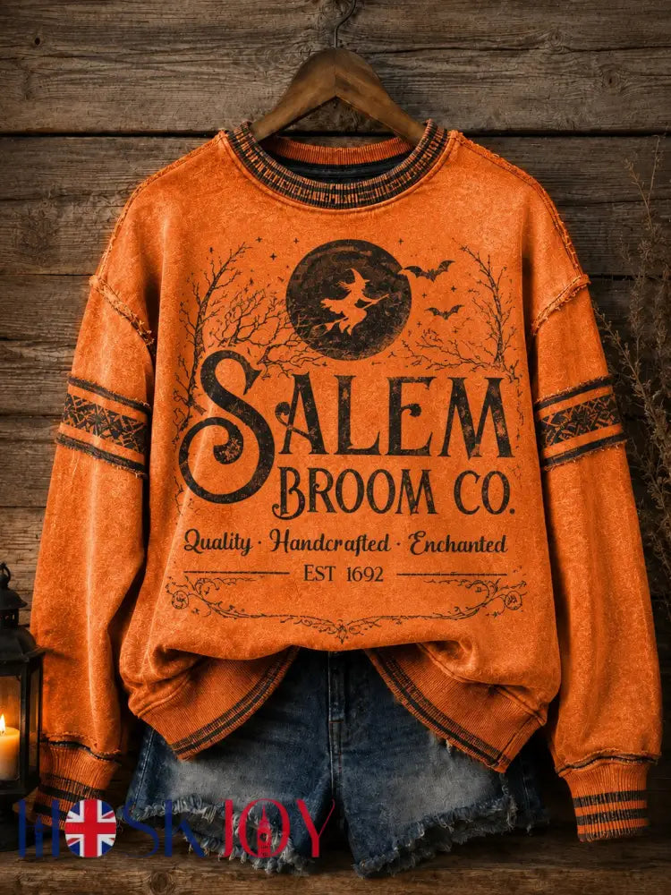 Women’s Salem Broom Company Printed Sweatshirt - Orange / S