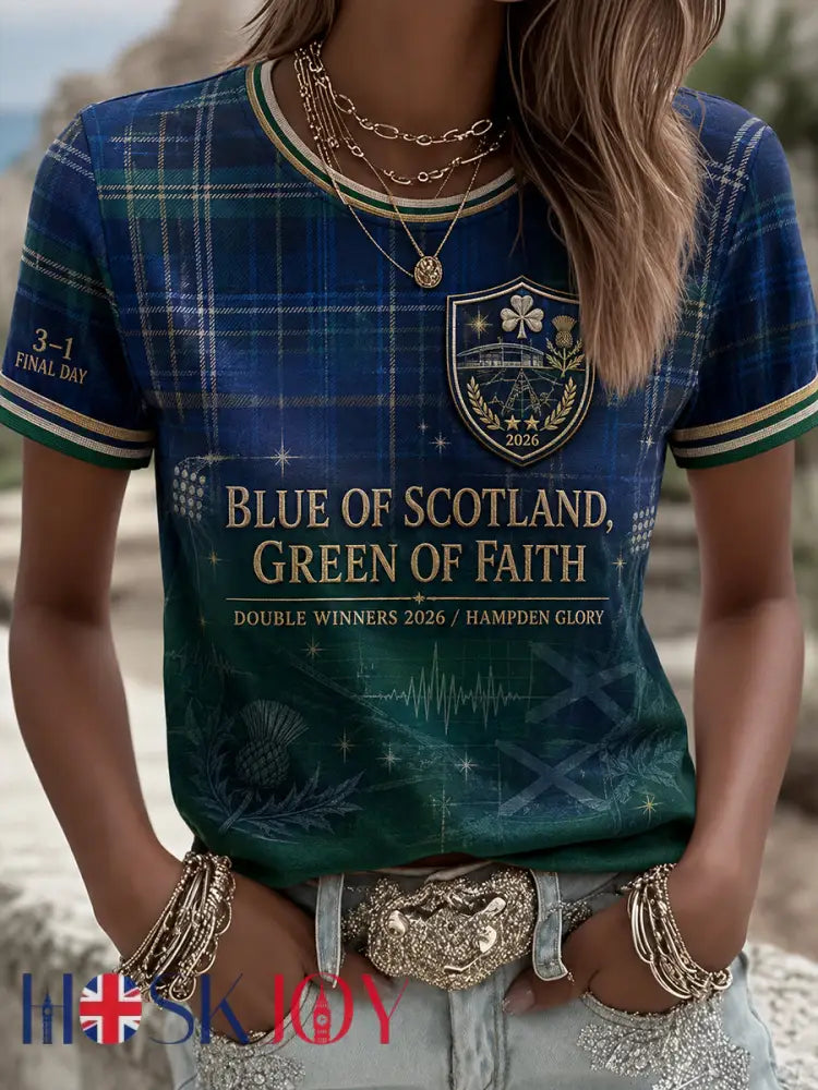 Women’s Scotland Football Lover Green Faith Printed T-shirt - As picture / S