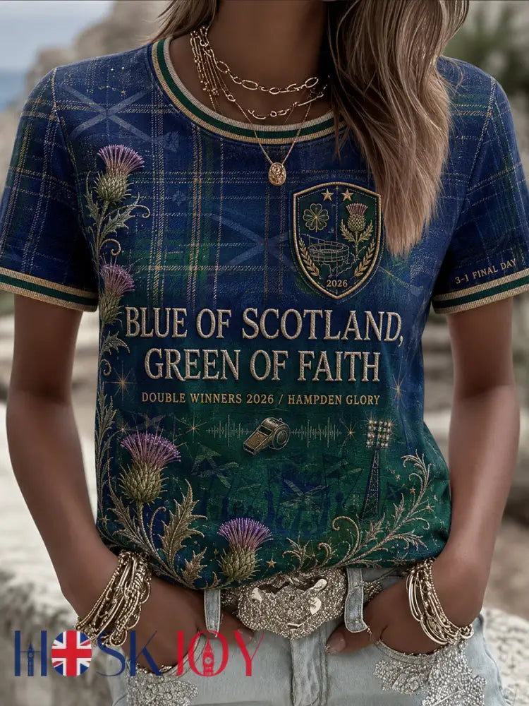 Women’s Scotland Football Lover Green Faith Printed T-shirt - As picture / S