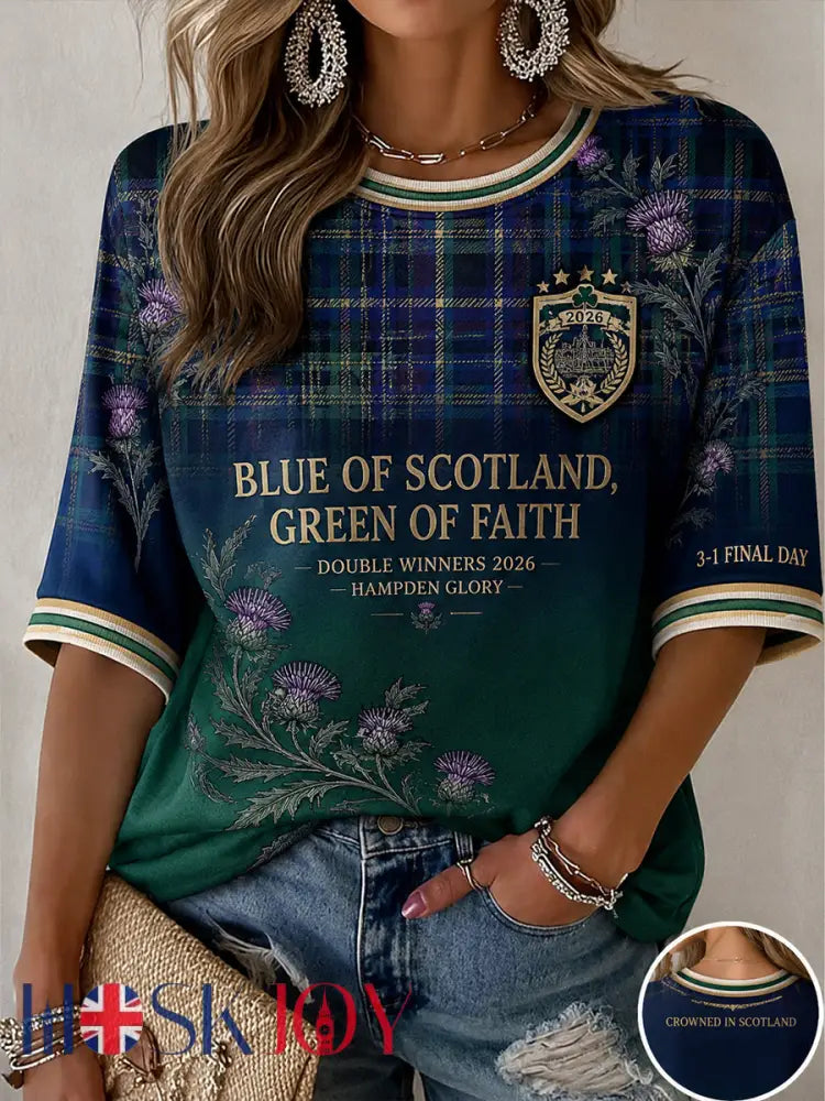 Women’s Scotland Football Lover Green Faith Printed T-shirt - As picture / S
