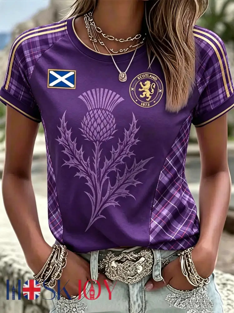 Women’s SCOTLAND Printed round neck short sleeve T-shirt - Purple / S