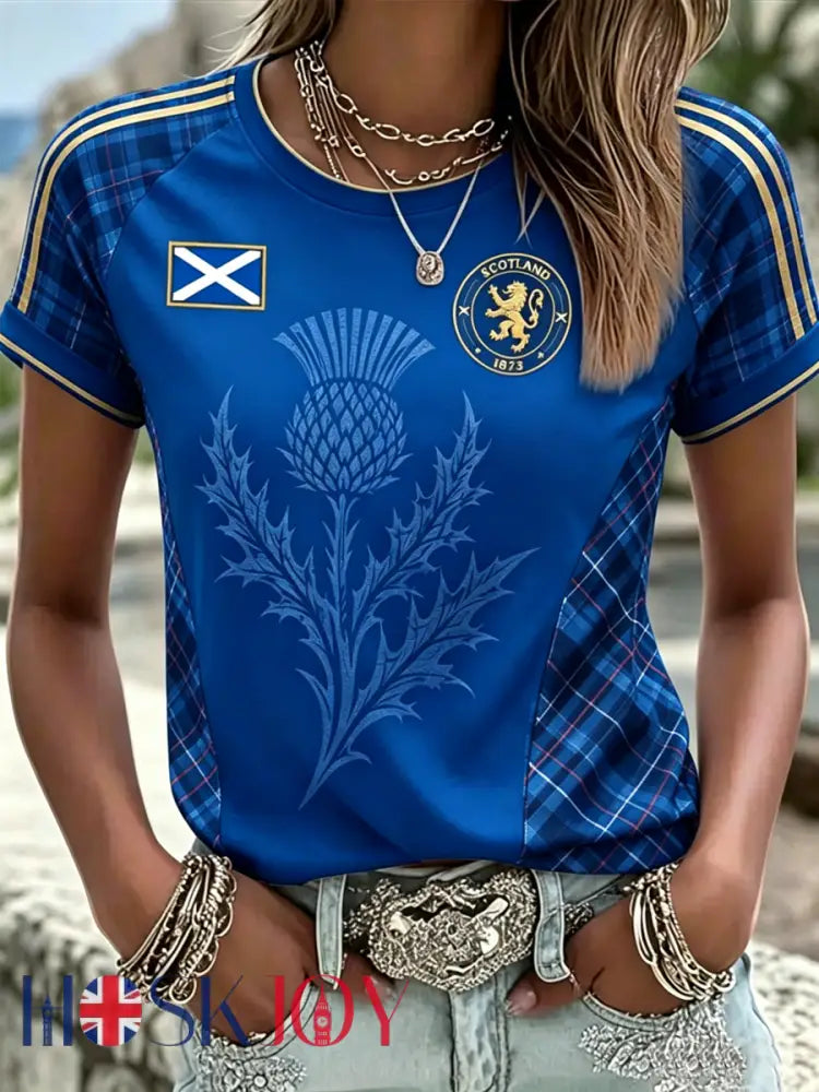 Women’s SCOTLAND Printed round neck short sleeve T-shirt - Royal Blue / S