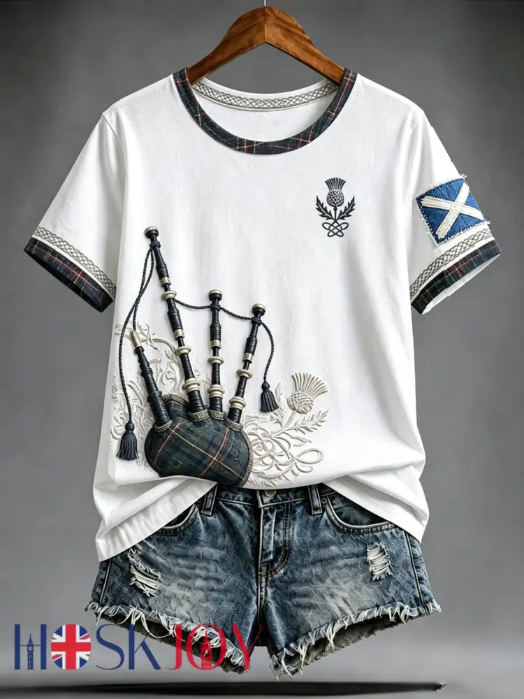Women’s Scottish bagpipe print short-sleeved T-shirt - As picture / S