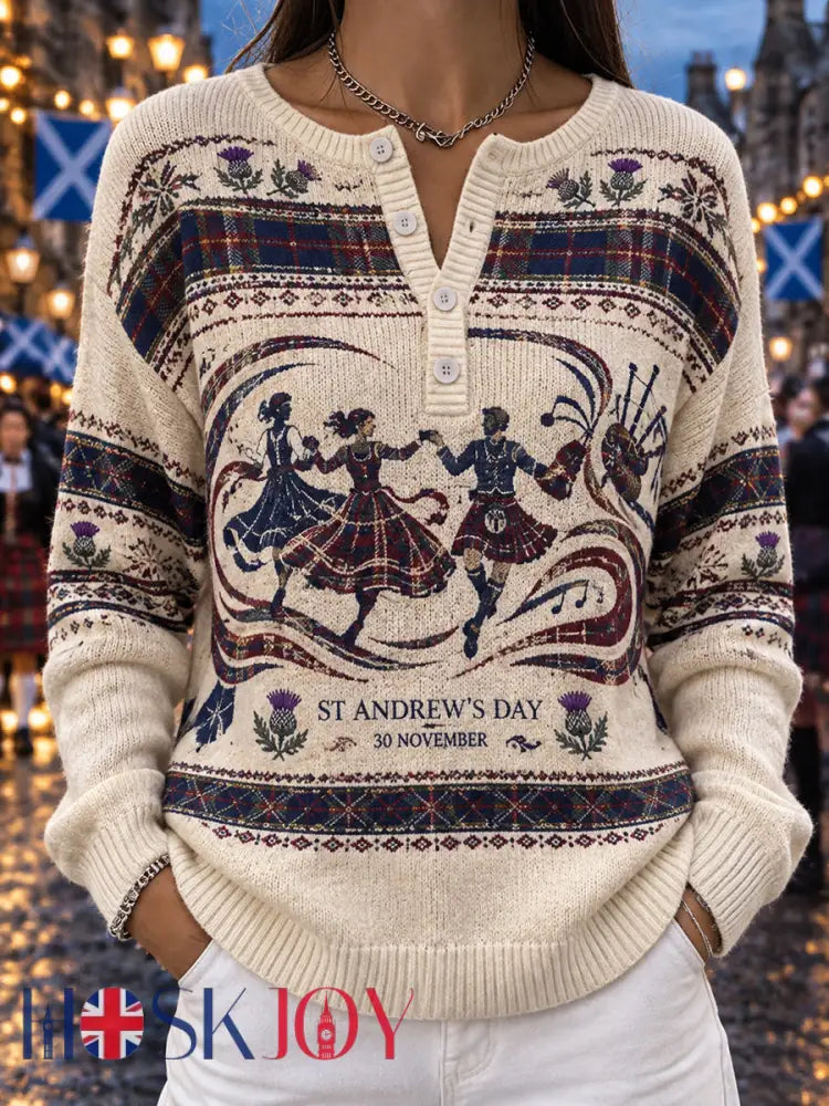 Women‘s Scottish St Andrew’s Day Printed Long-sleeve Cardigan - A / S
