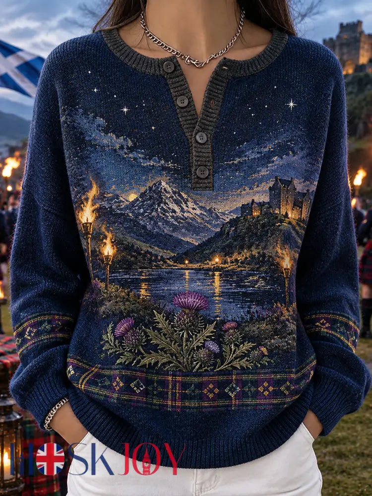 Women‘s Scottish St Andrew’s Day Printed Long-sleeve Cardigan - A / S