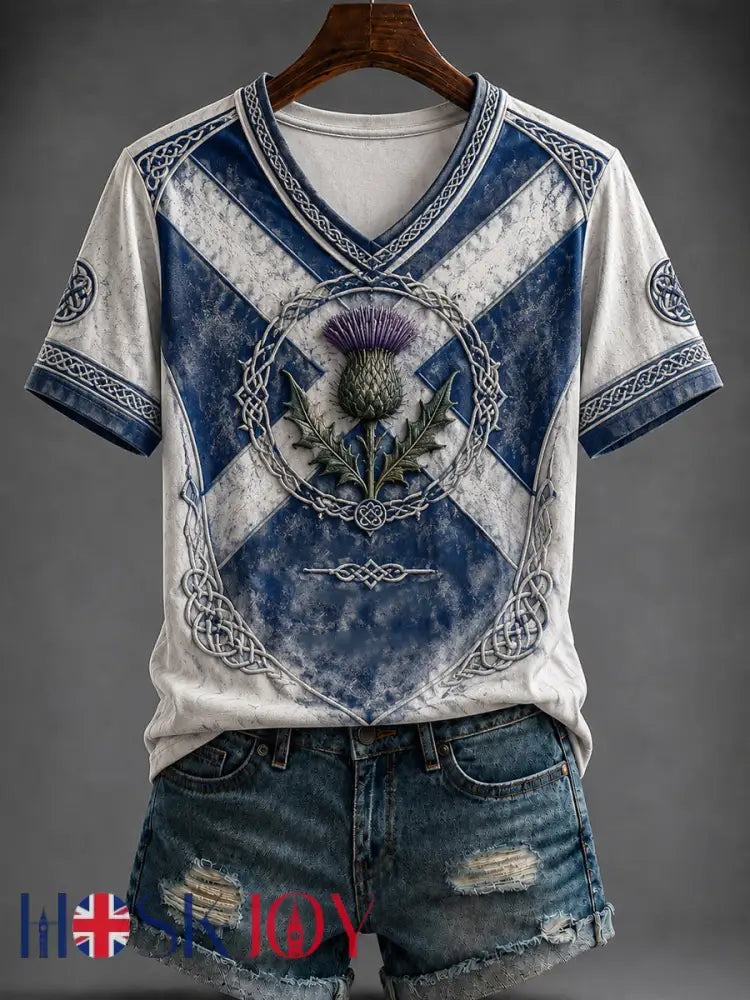 Women’s St Andrew’s Day Printed V-neck T-shirt - As picture / S