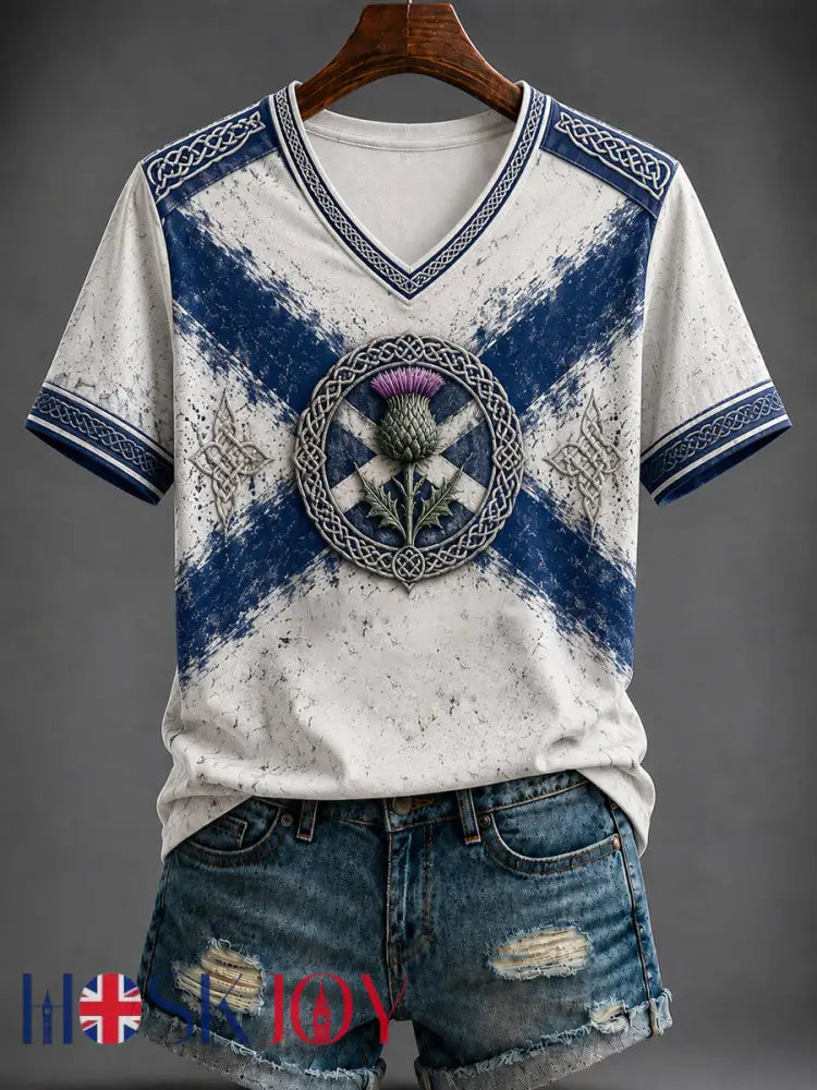 Women’s St Andrew’s Day Printed V-neck T-shirt - As picture / S