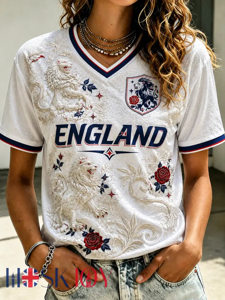 Women’s Tudor rose print short-sleeved T-shirt - As picture / S