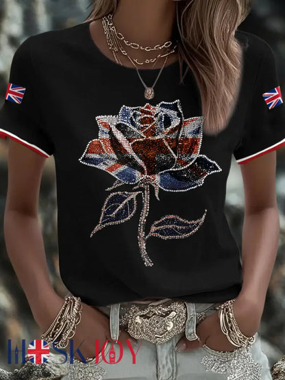 Women’s UK Flag Art Printed T-shirt - Black / S
