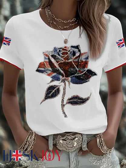 Women’s UK Flag Art Printed T-shirt - White / S