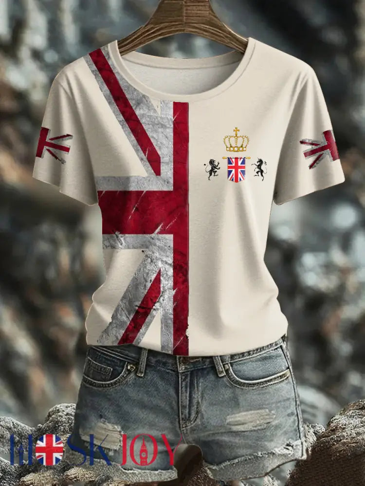 Women’s UK Flag Pride Printed T-Shirt - Apricot / S