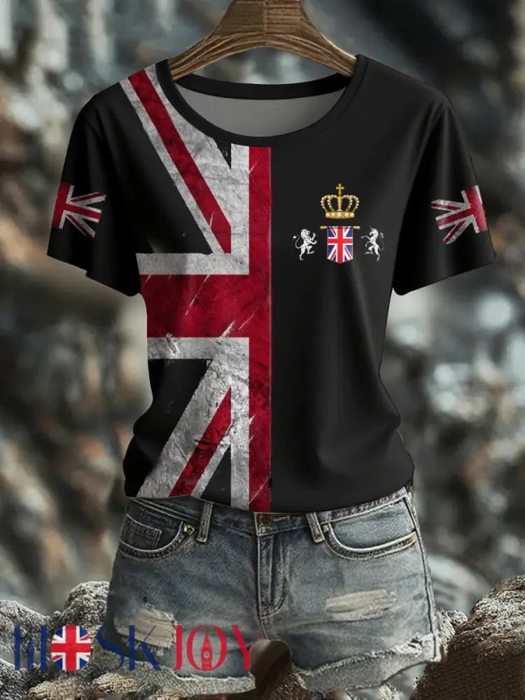 Women’s UK Flag Pride Printed T-Shirt - Black / S