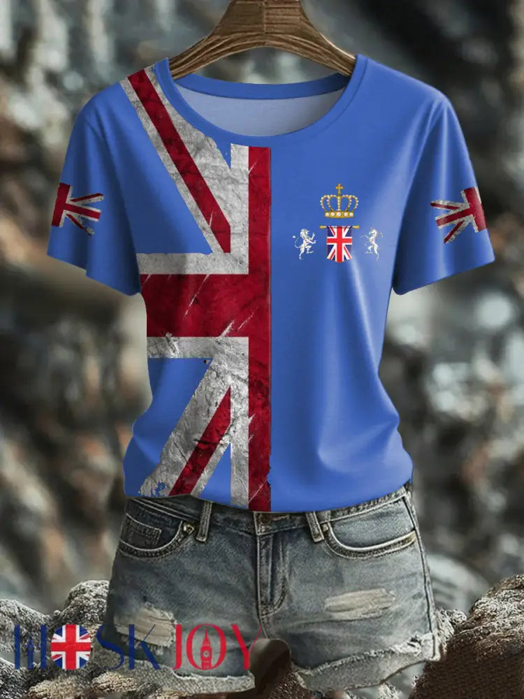 Women’s UK Flag Pride Printed T-Shirt - Blue / S