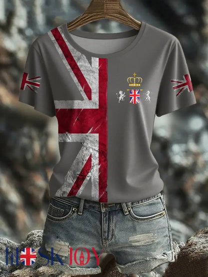 Women’s UK Flag Pride Printed T-Shirt - Dark Gray / S