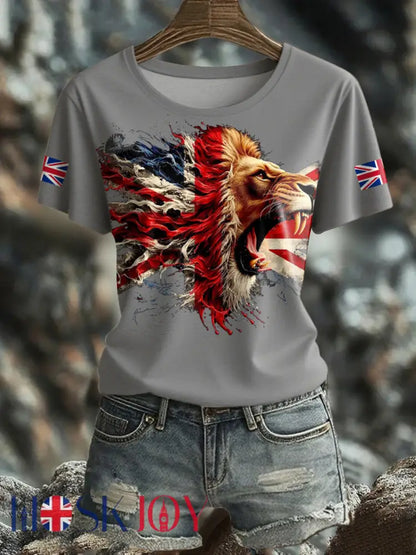 Women’s UK Flag Pride Printed T-Shirt - Light Gray / S