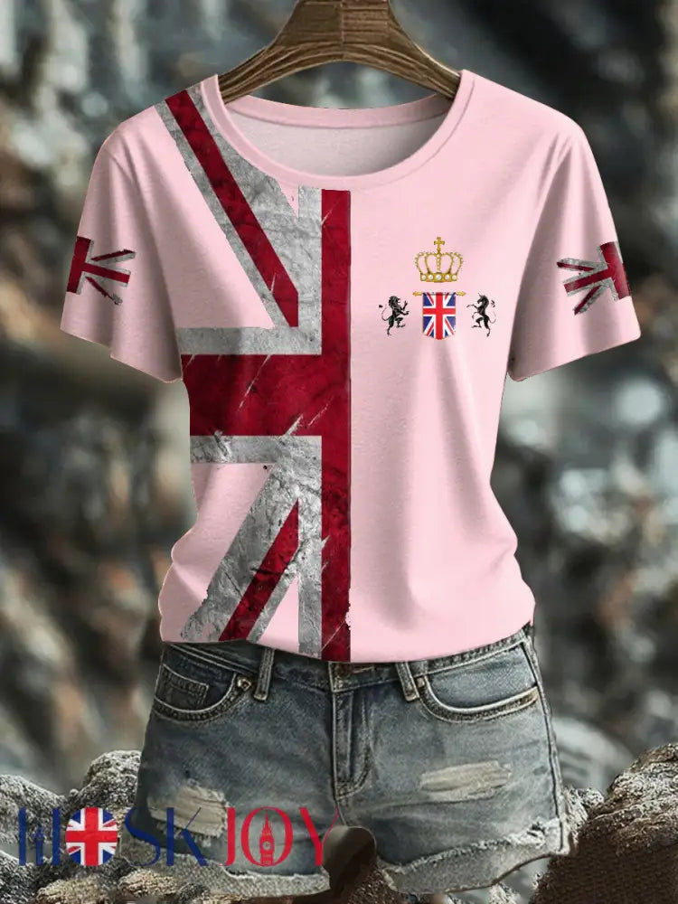 Women’s UK Flag Pride Printed T-Shirt - Light Pink / S