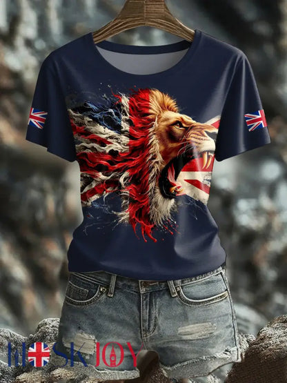 Women’s UK Flag Pride Printed T-Shirt - Navy Blue / S
