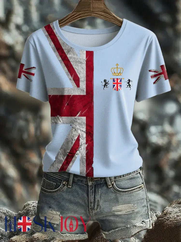 Women’s UK Flag Pride Printed T-Shirt - Sky Blue / S