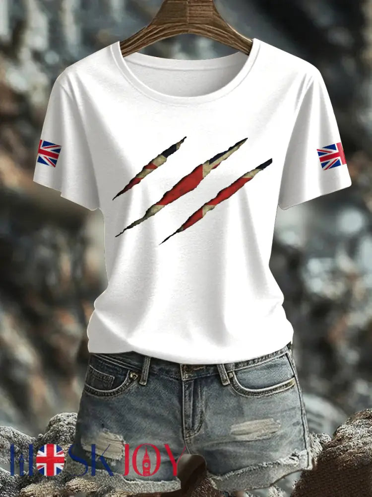 Women’s UK Flag Pride Printed T-Shirt - White / S