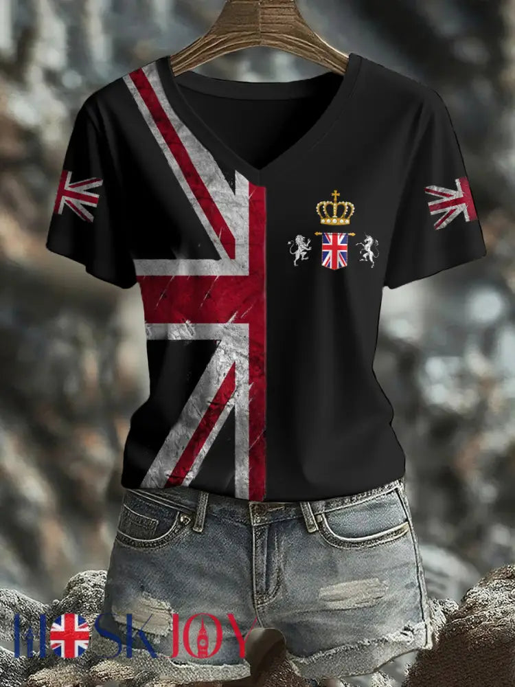 Women’s UK Flag Printed T-shirt - Black / S