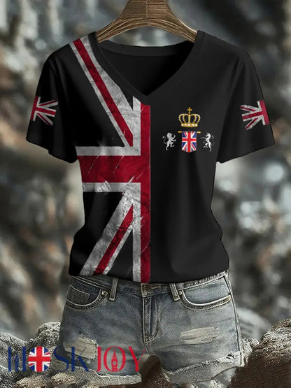 Women’s UK Flag Printed T-shirt - Black / S