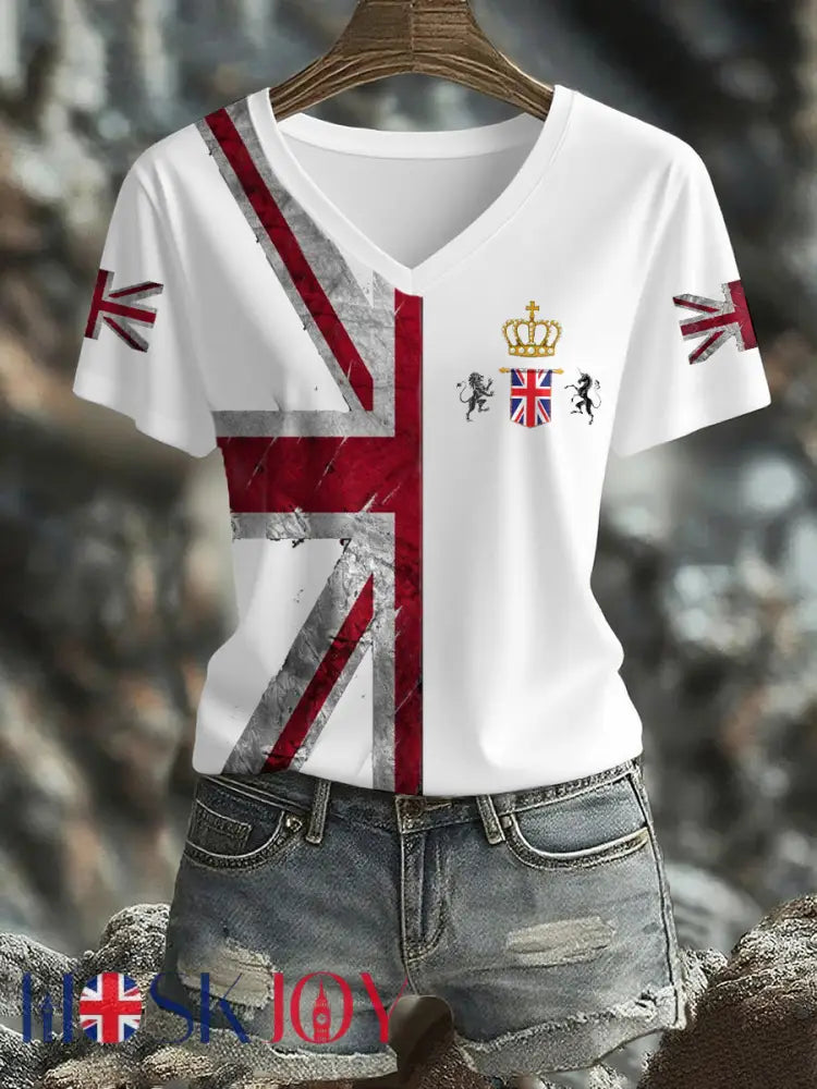 Women’s UK Flag Printed T-shirt - White / S
