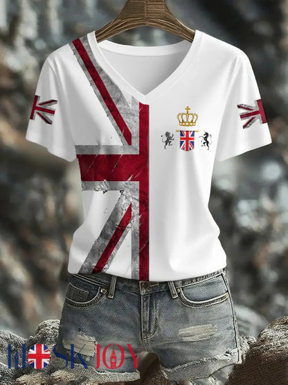 Women’s UK Flag Printed T-shirt - White / S
