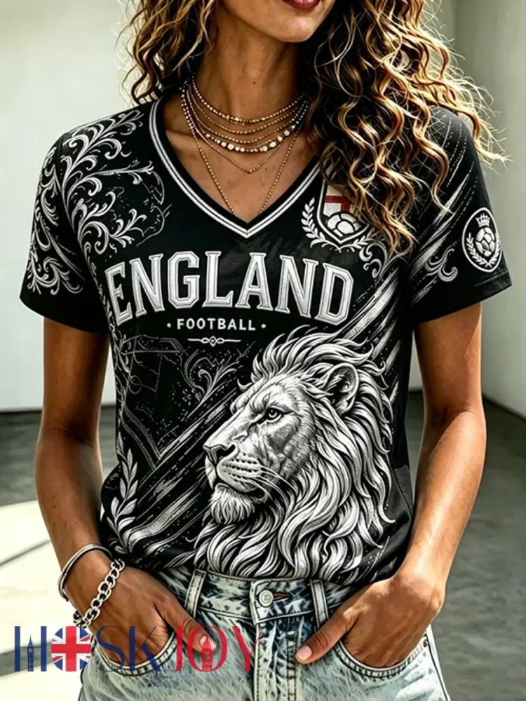 Women’s UK Football Lover England Printed short-sleeved T-shirt - B / S