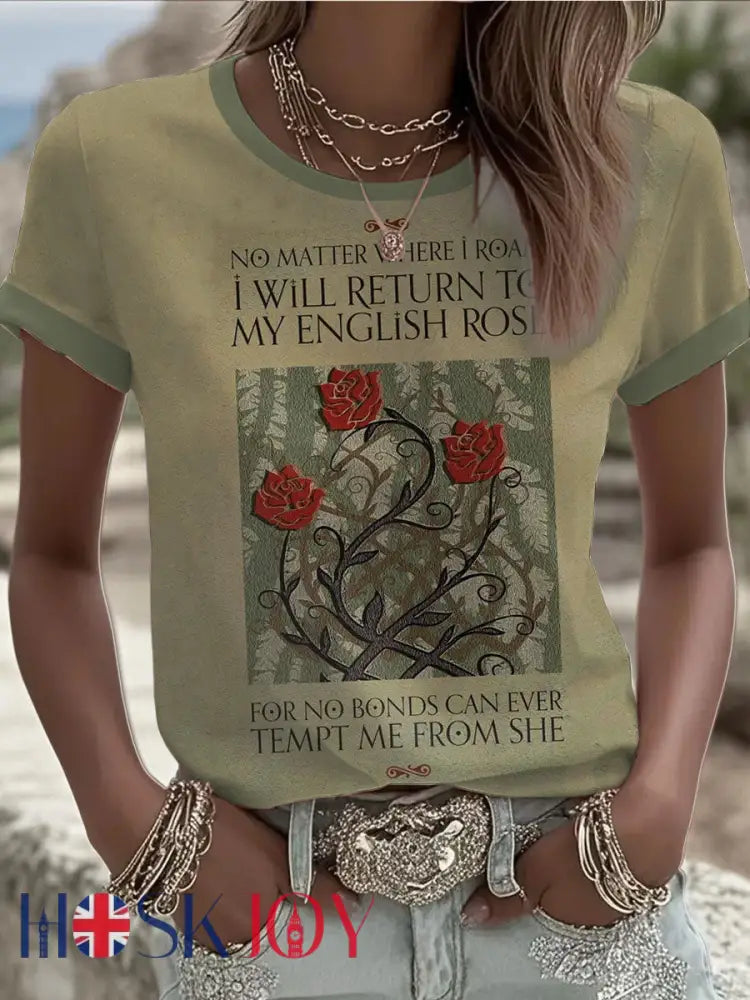 Women’s UK Mods Music Lover English Rose short-sleeved T-shirt - As picture / S