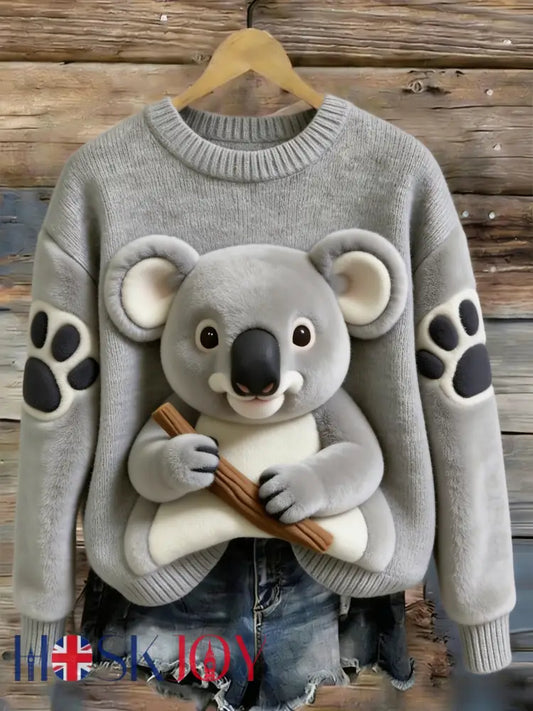Women’s Vintage Aussie Cute Koala Casual Comfortable Long-Sleeve Sweatshirt Gray / S